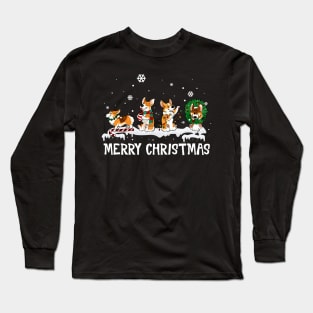 Corgi Christmas Ornament Tree Decor Funny Dog Gift Long Sleeve T-Shirt